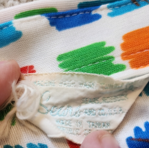 Vintage Sears 1960s Colorful Patterned Button-Up Shirt Abstract S Art Geometric - Picture 3 of 6